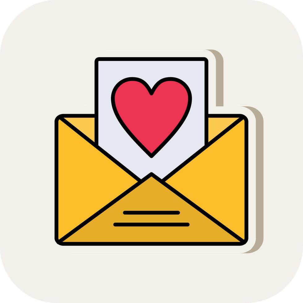Love Message Line Filled White Shadow Icon vector