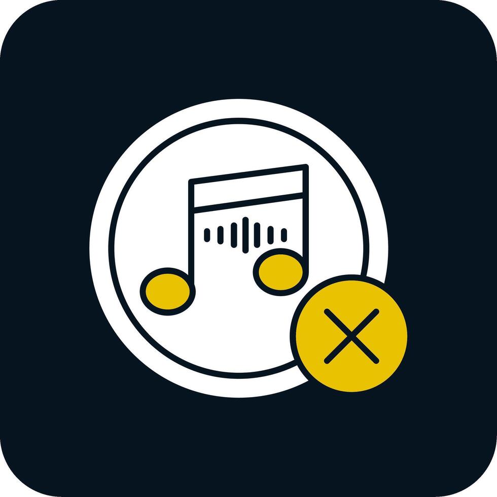 No Music Glyph Two Color Icon vector