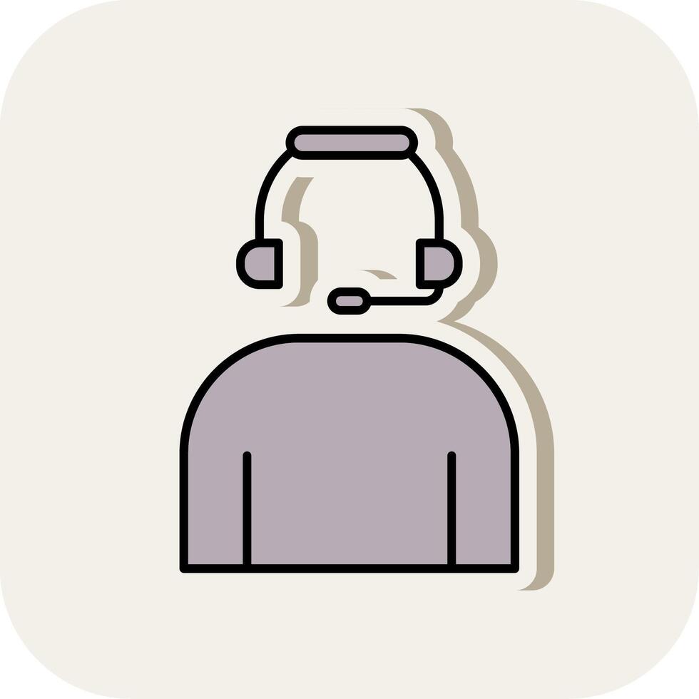 Headset Line Filled White Shadow Icon vector