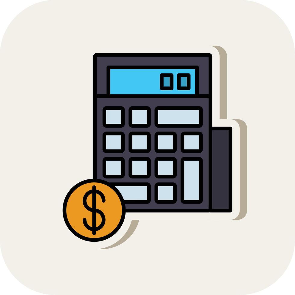 Calculator Line Filled White Shadow Icon vector