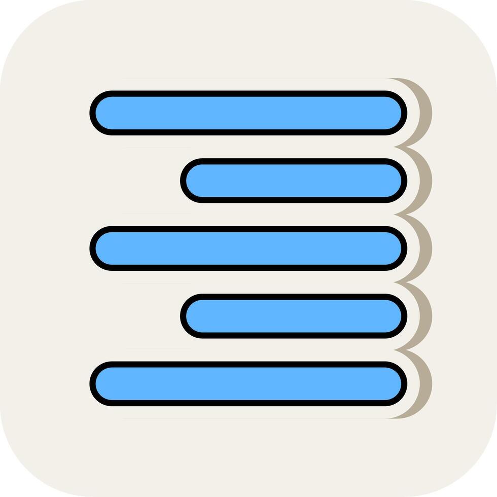 Horizontal Right Align Line Filled White Shadow Icon vector