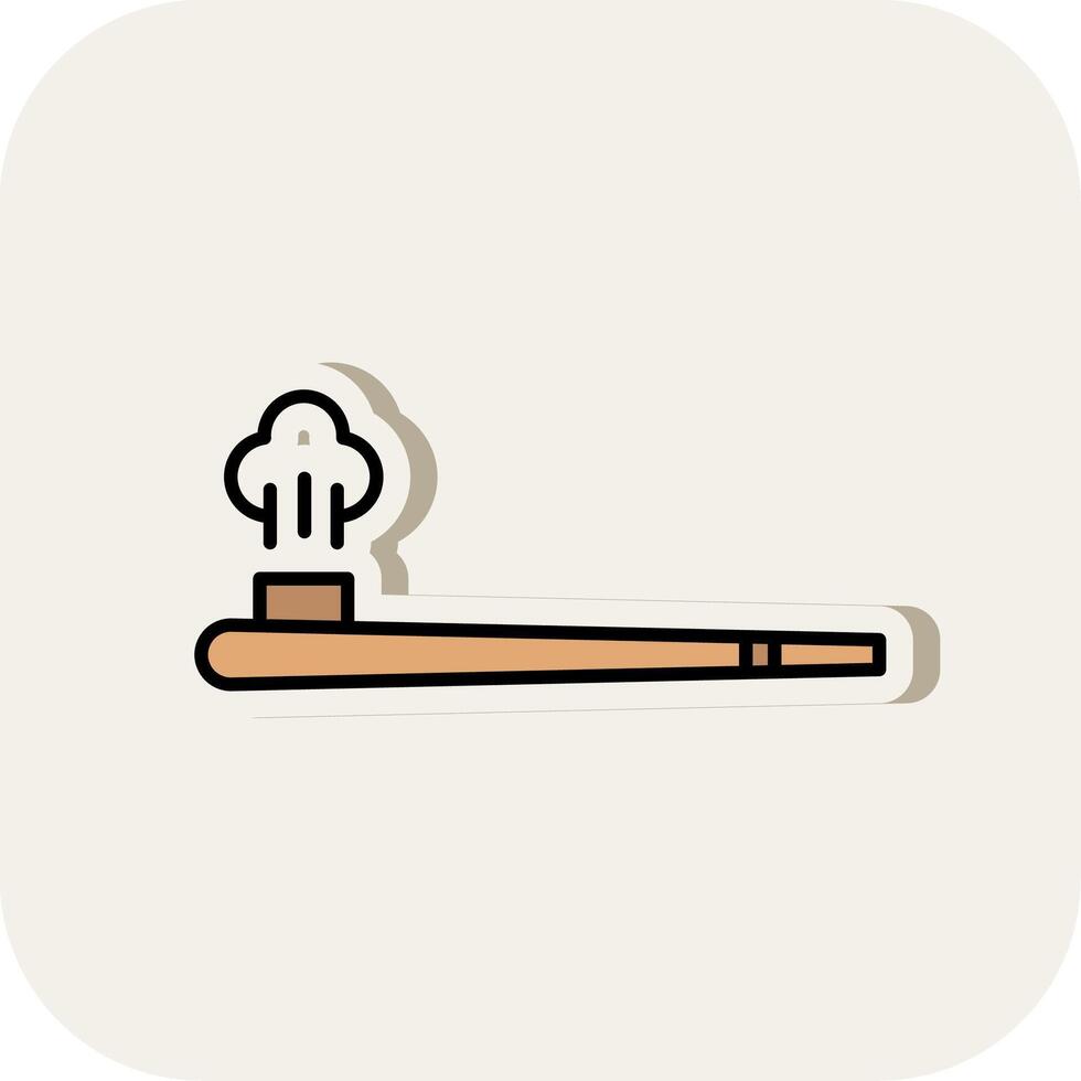 Smoking Pipe Line Filled White Shadow Icon vector