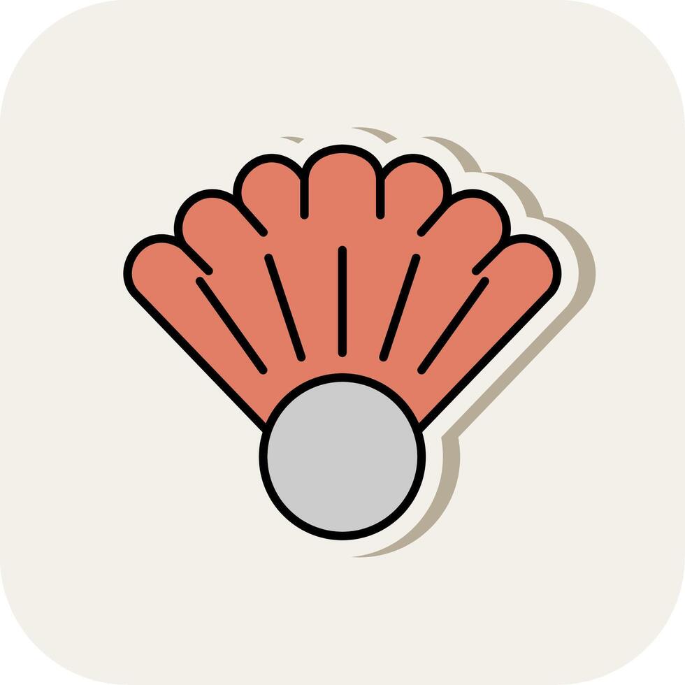 Clam Line Filled White Shadow Icon vector