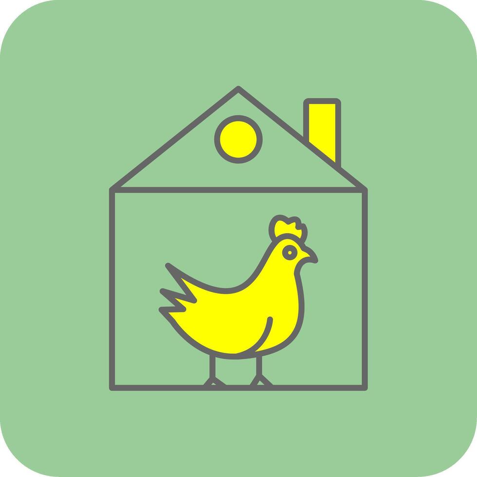 pollo lleno amarillo icono vector