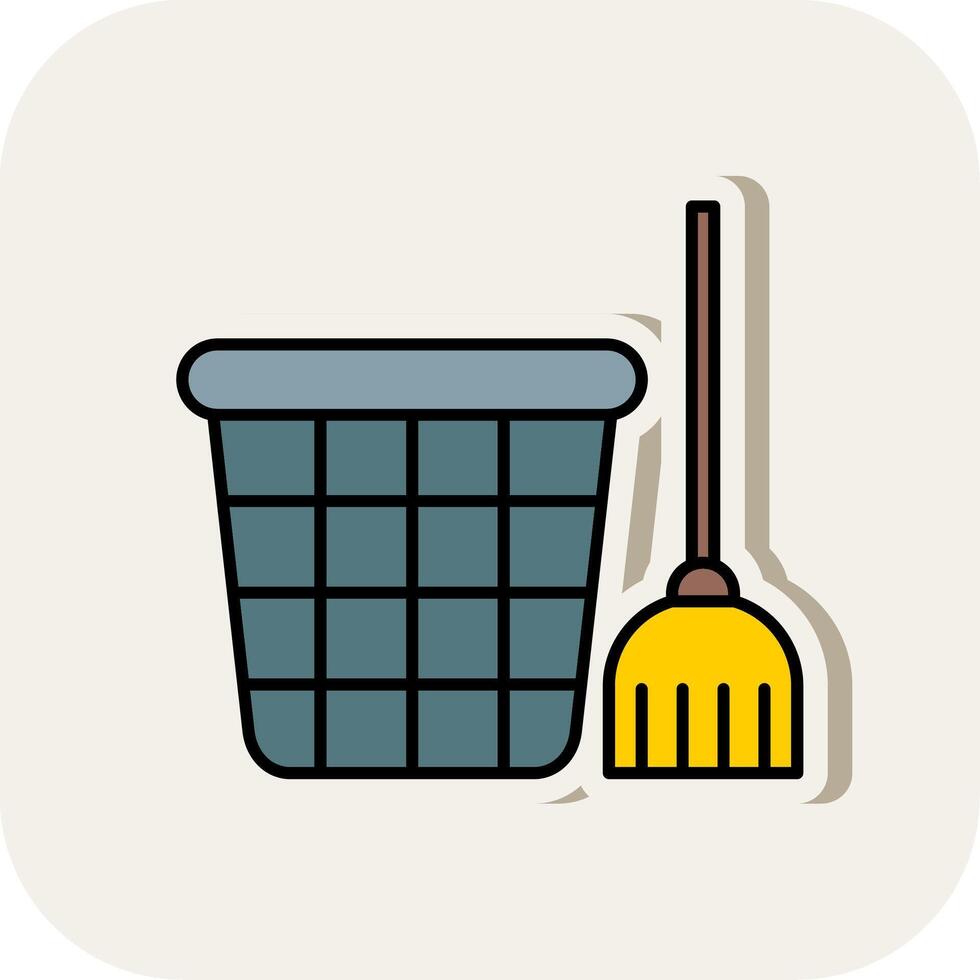 Mop Line Filled White Shadow Icon vector