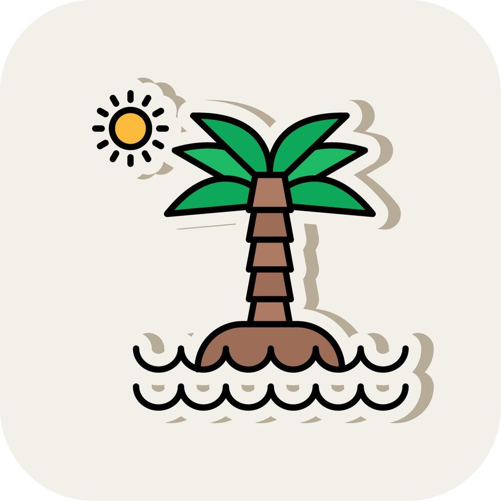 Desert Island Line Filled White Shadow Icon vector