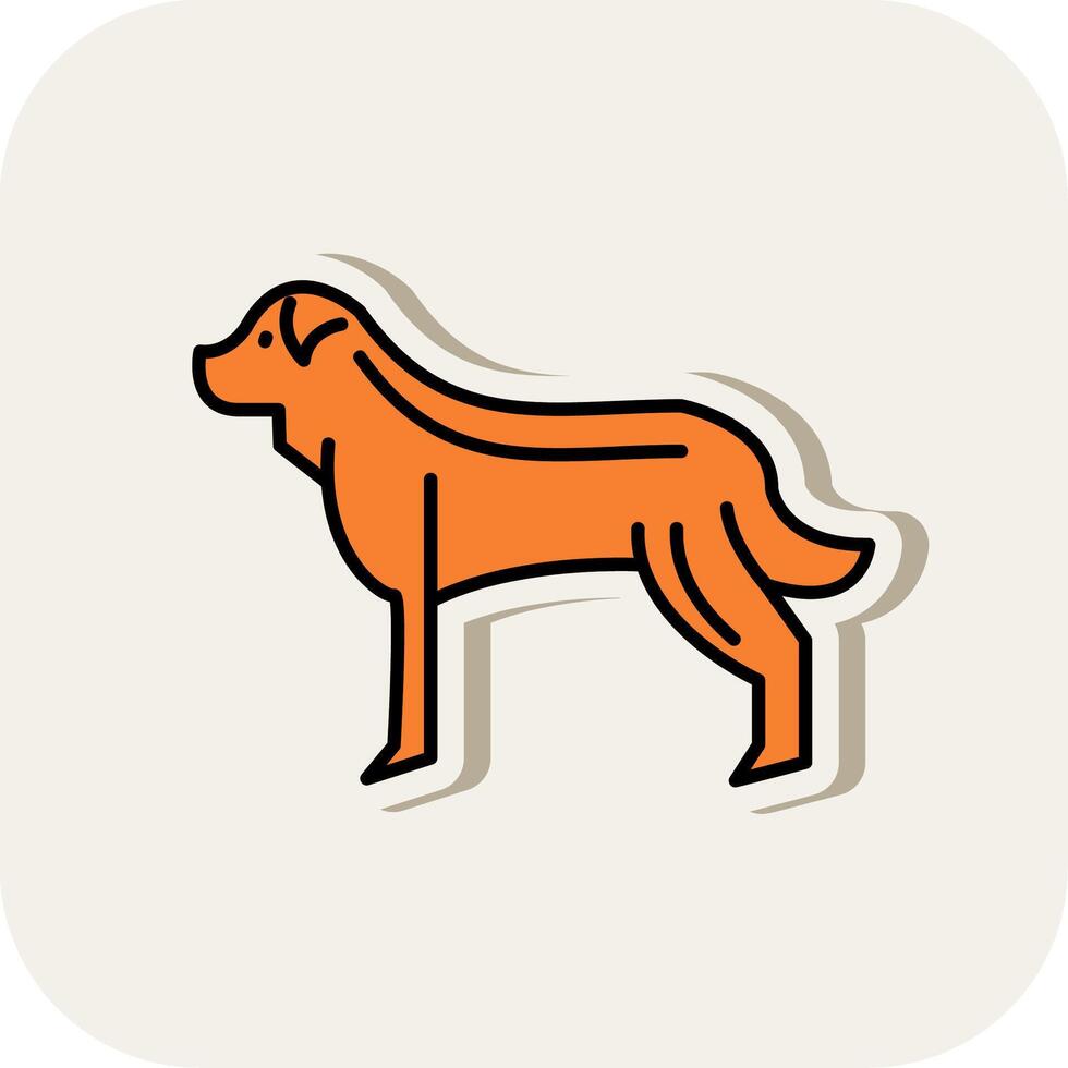 Dog Line Filled White Shadow Icon vector