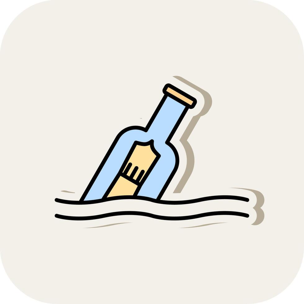 Message In A Bottle Line Filled White Shadow Icon vector