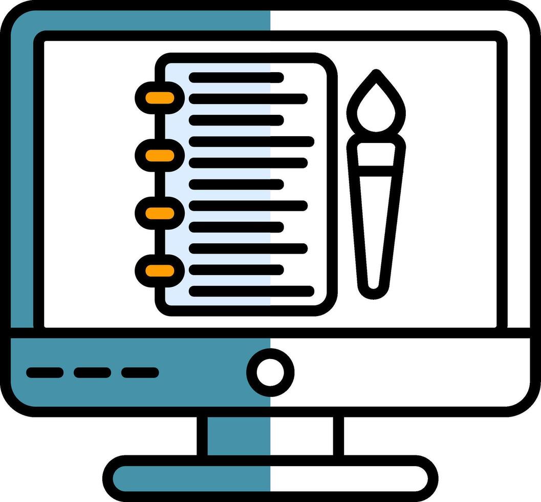 Sketchbook Filled Half Cut Icon vector