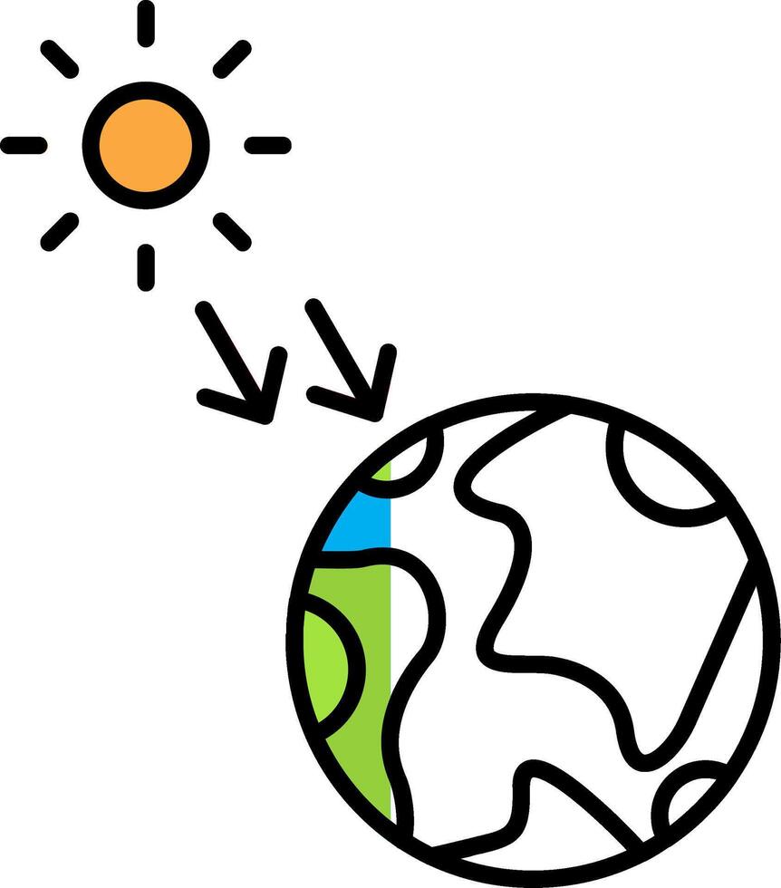 Solar Radiation Filled Half Cut Icon vector