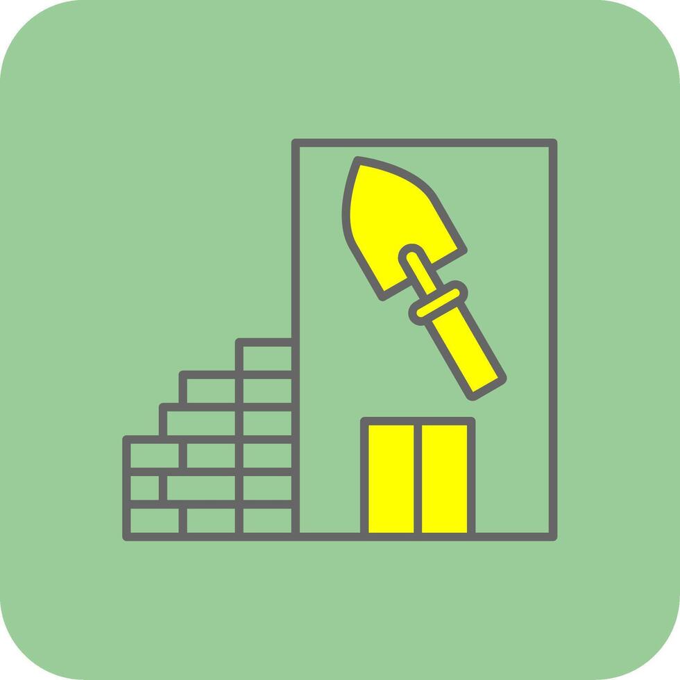 Trowel Filled Yellow Icon vector