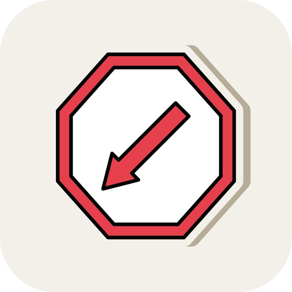 Keep Left Line Filled White Shadow Icon vector