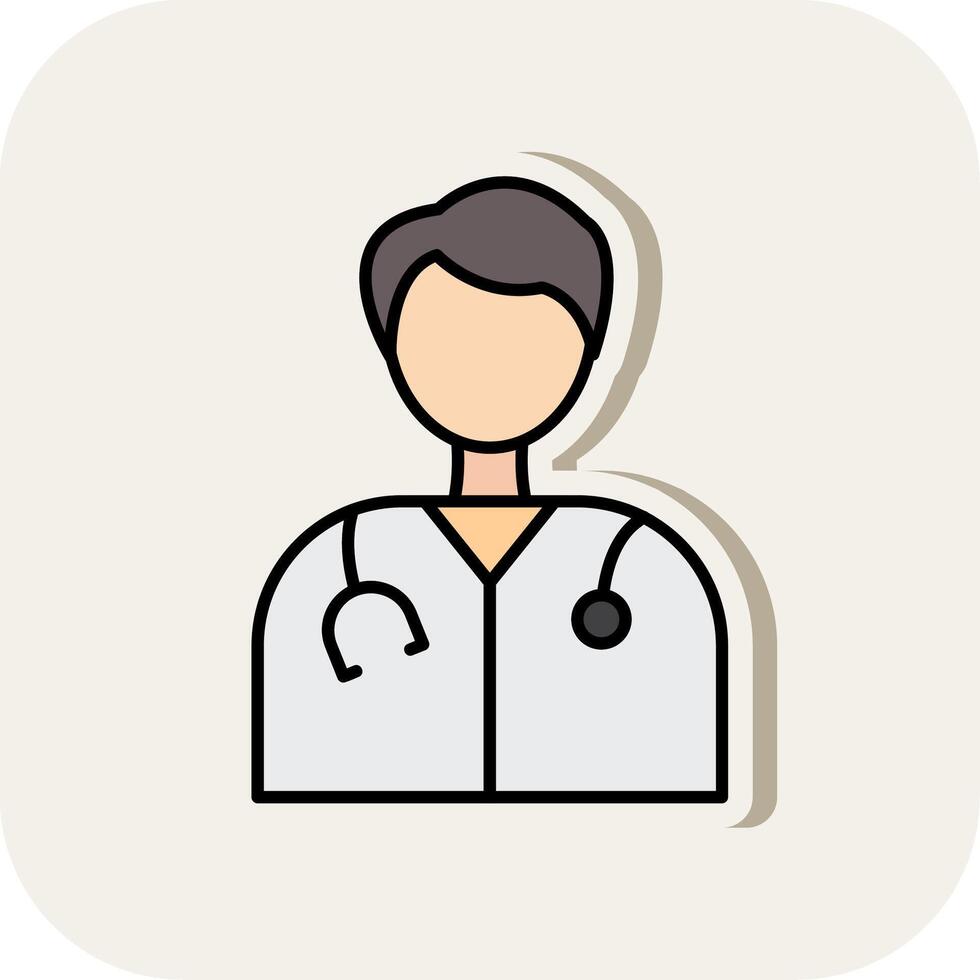 Doctor Line Filled White Shadow Icon vector