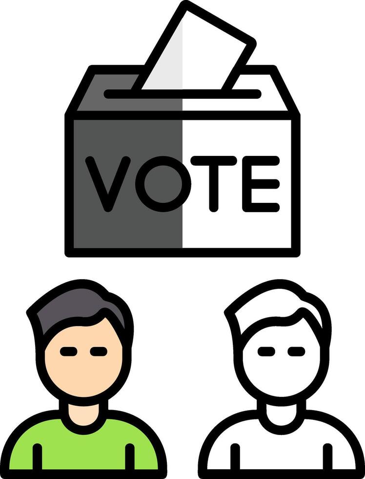 votantes lleno medio cortar icono vector