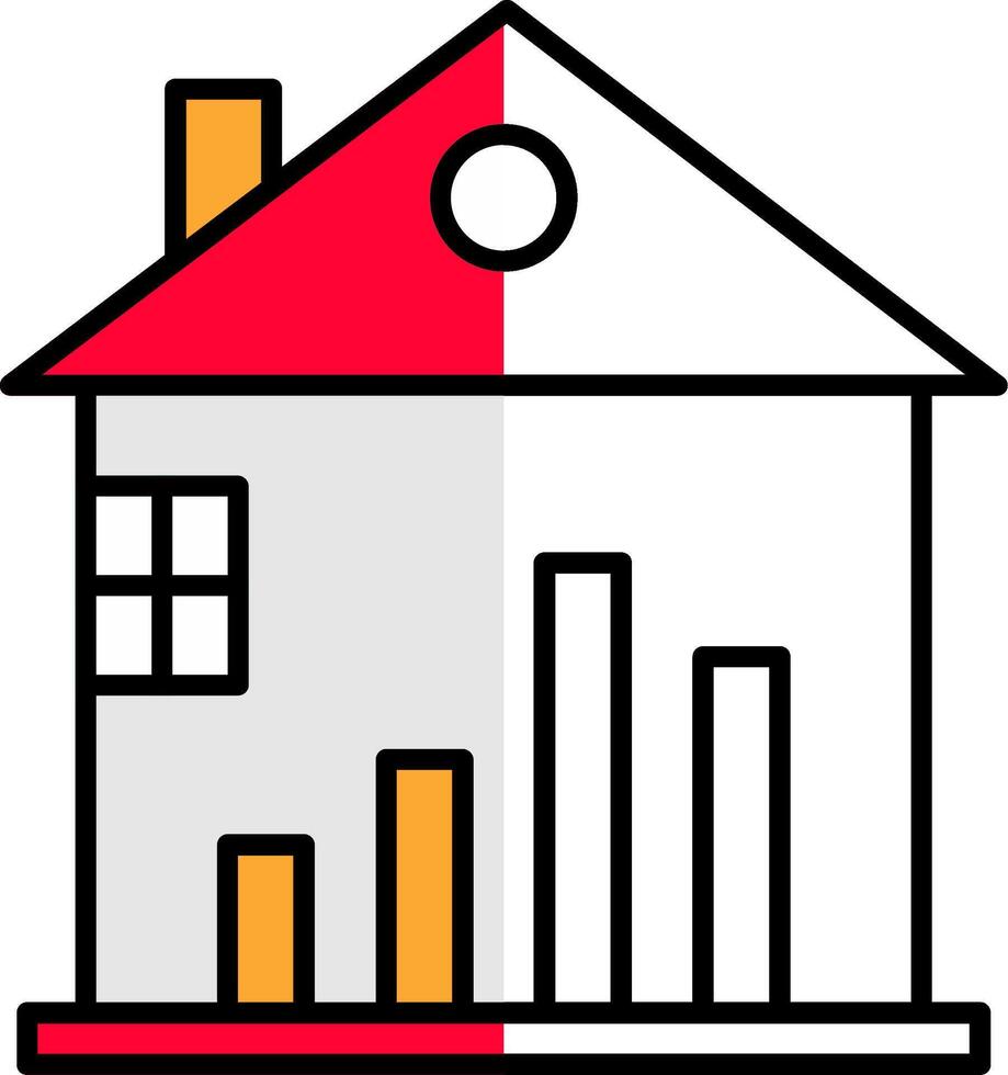 Real Estate Stats Filled Half Cut Icon vector