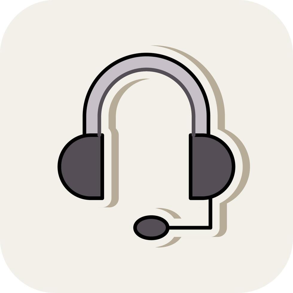 Headphone Line Filled White Shadow Icon vector