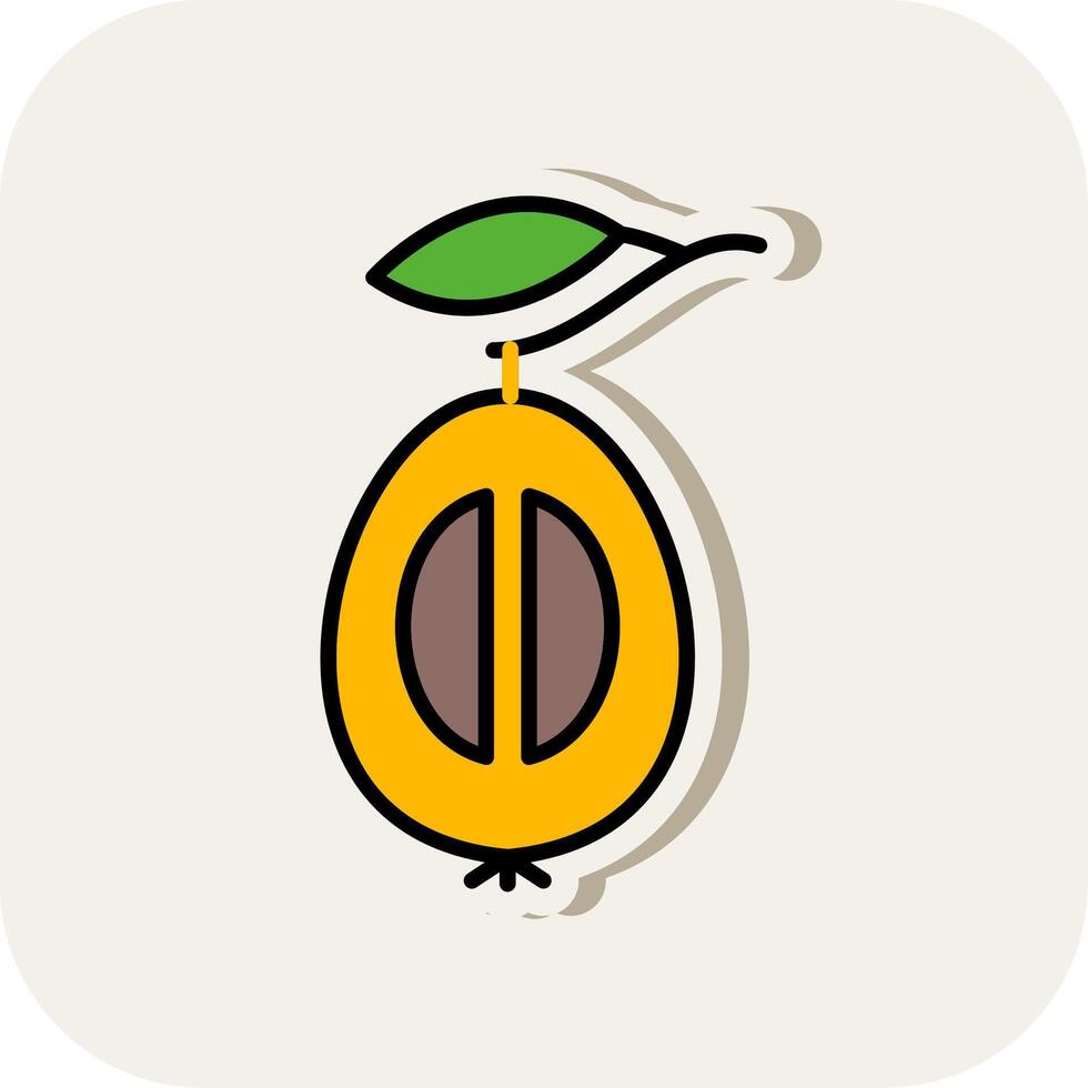 Loquat Line Filled White Shadow Icon vector