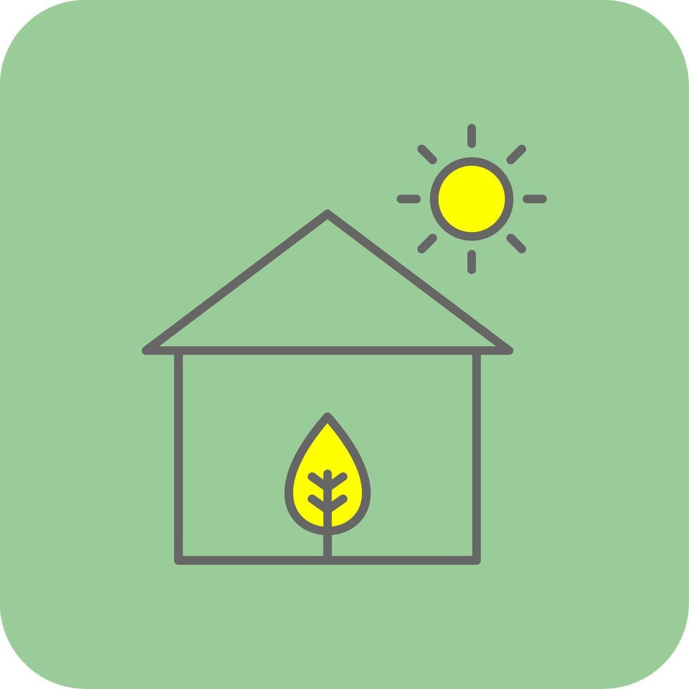 Eco House Filled Yellow Icon vector