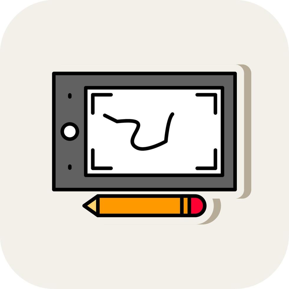 Pen Tablet Line Filled White Shadow Icon vector