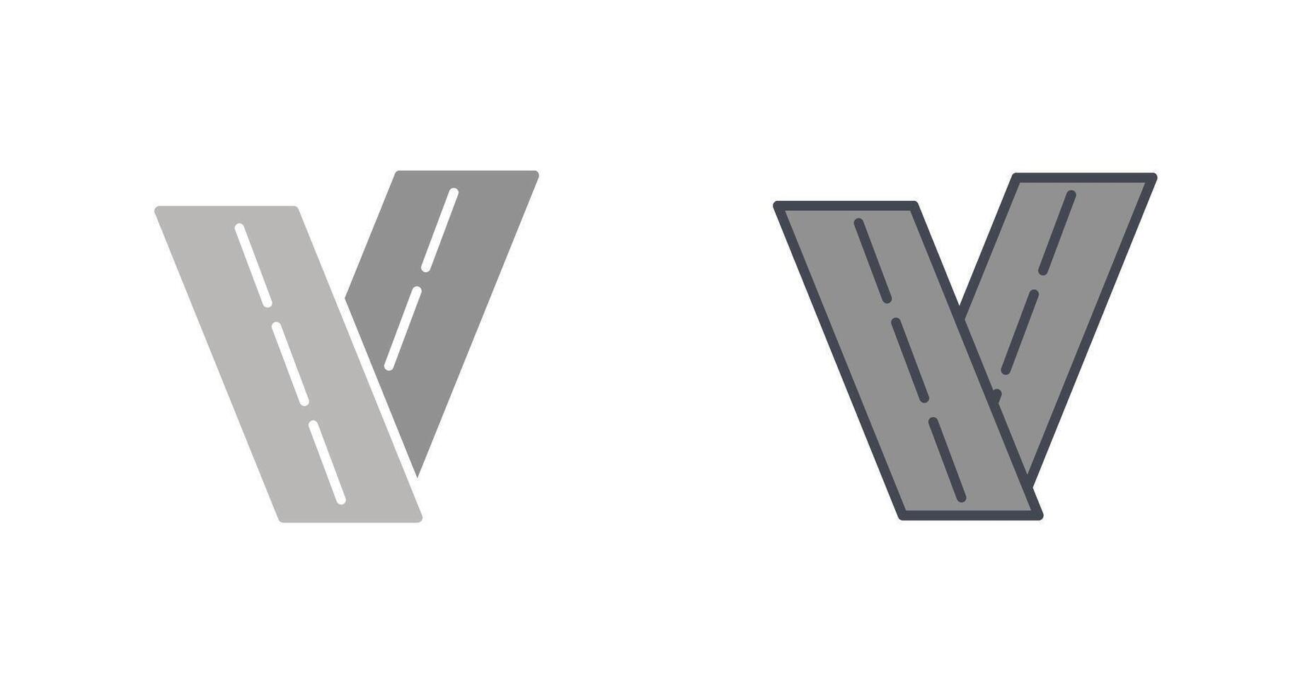 Two Way Road Icon vector