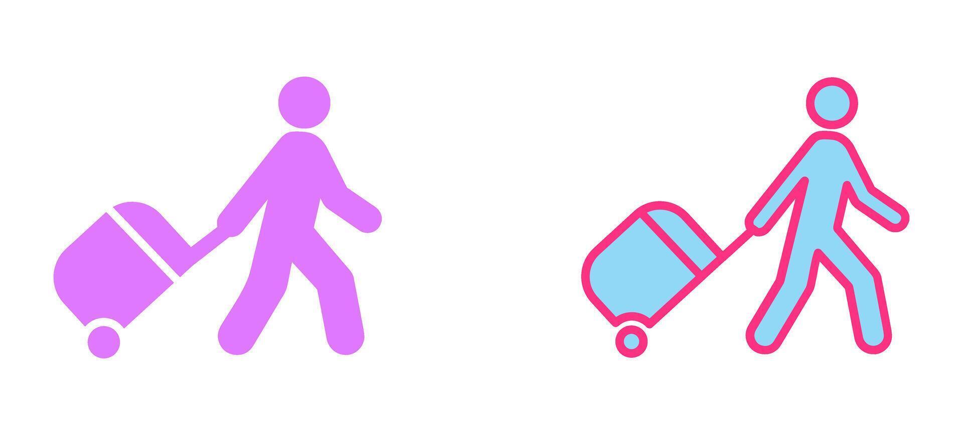Walking With Luggage Icon vector