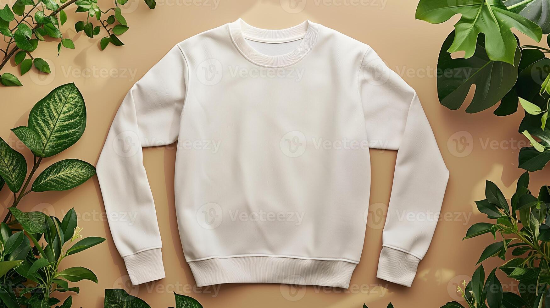 AI generated A mock-up of blank adult long sleeve t-shirt lying in the room. Generated by artificial intelligence. photo