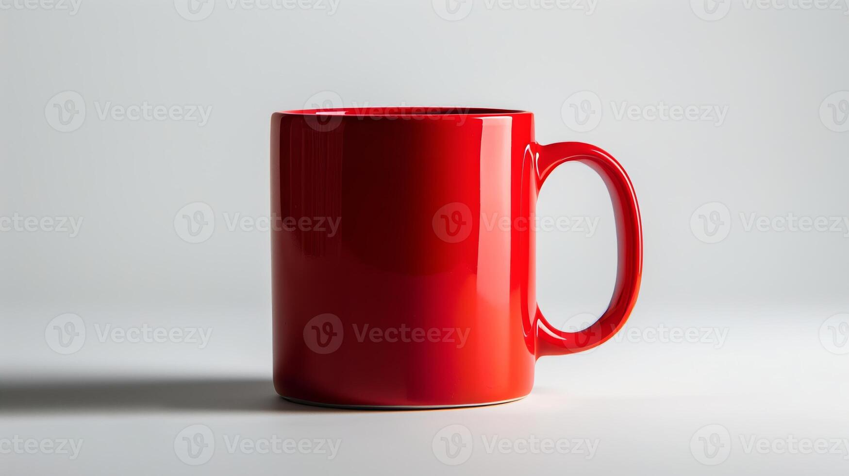 AI generated A photograph of a plain red coffee mug on a white background. Generated by artificial intelligence. photo