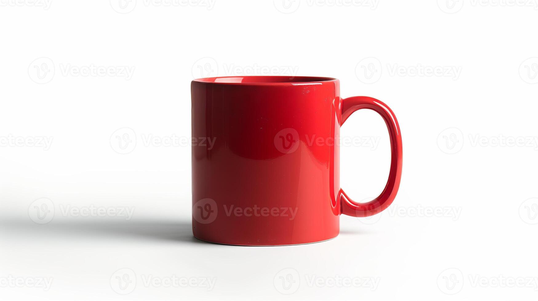 AI generated A photograph of a plain red coffee mug on a white background. Generated by artificial intelligence. photo