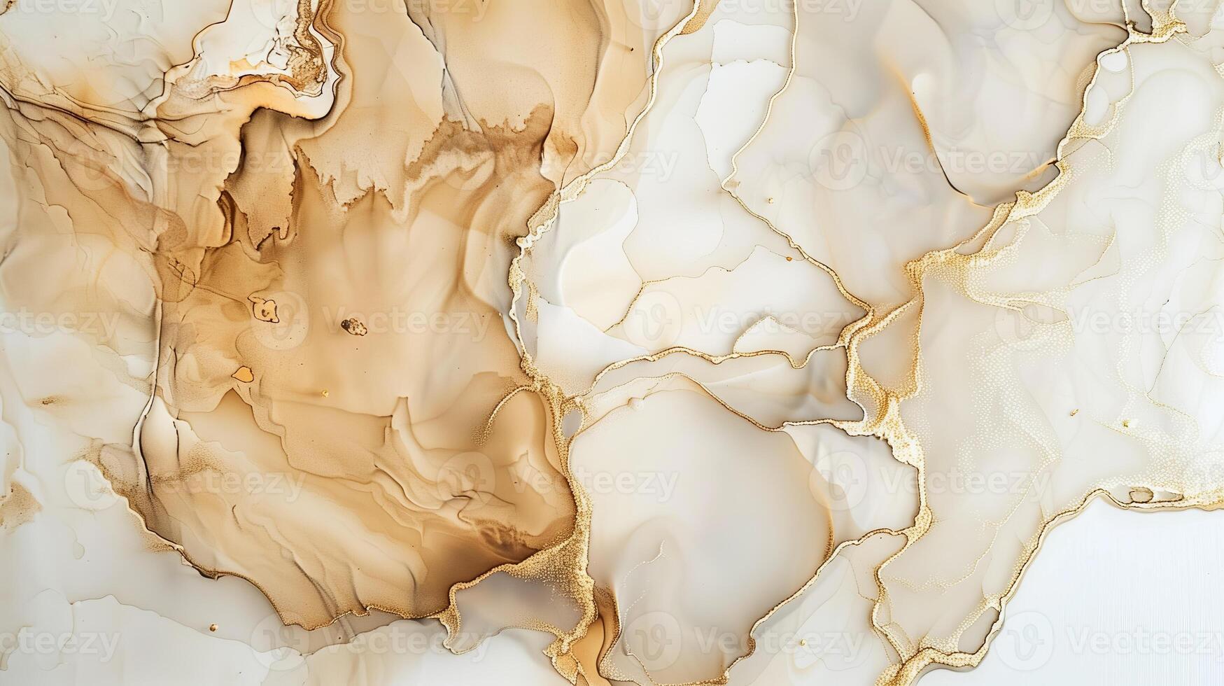 AI generated Alcoholic ink cream beige colors on a solid white background. Generated by artificial intelligence. photo