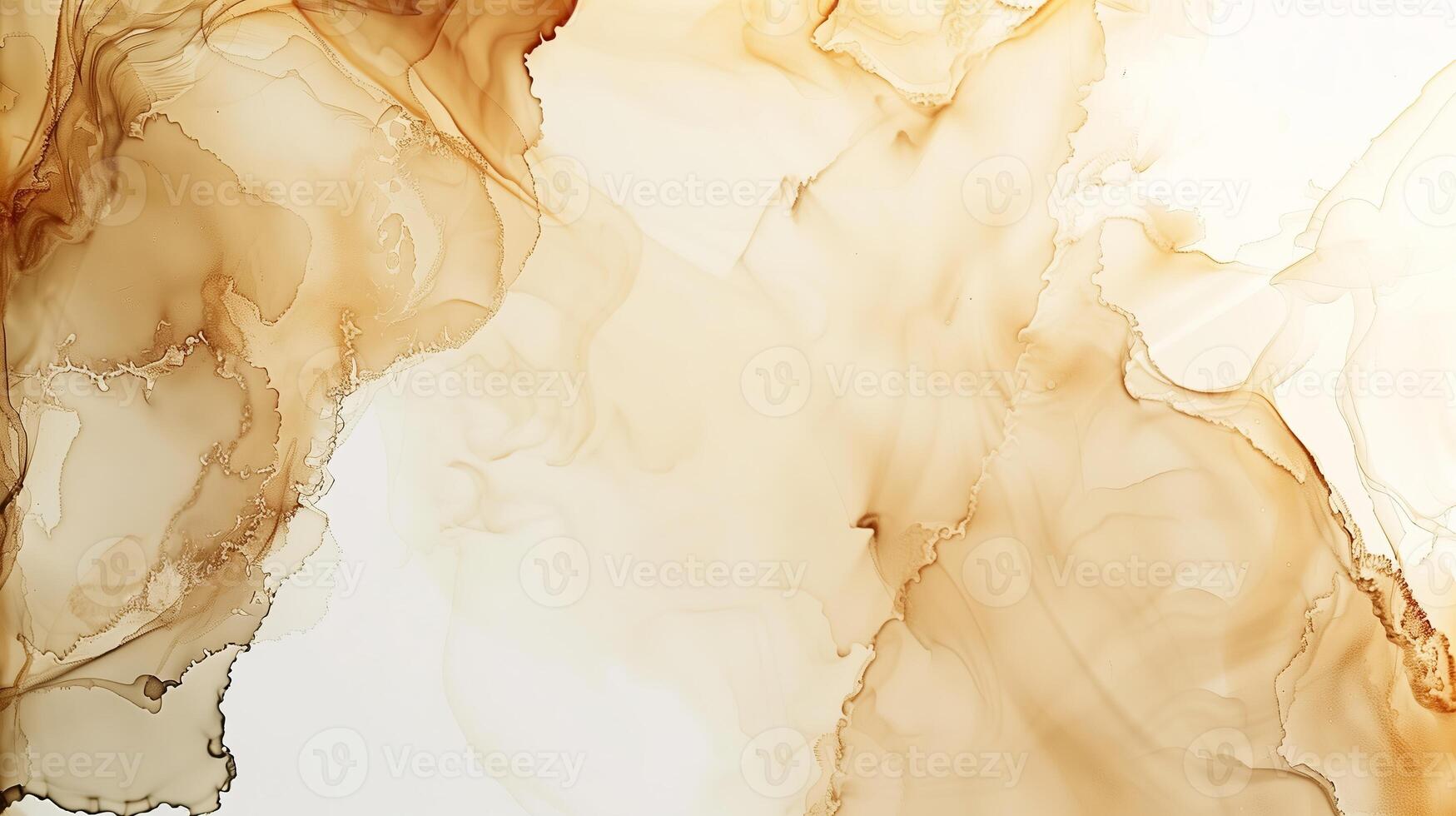 AI generated Alcoholic ink cream beige colors on a solid white background. Generated by artificial intelligence. photo