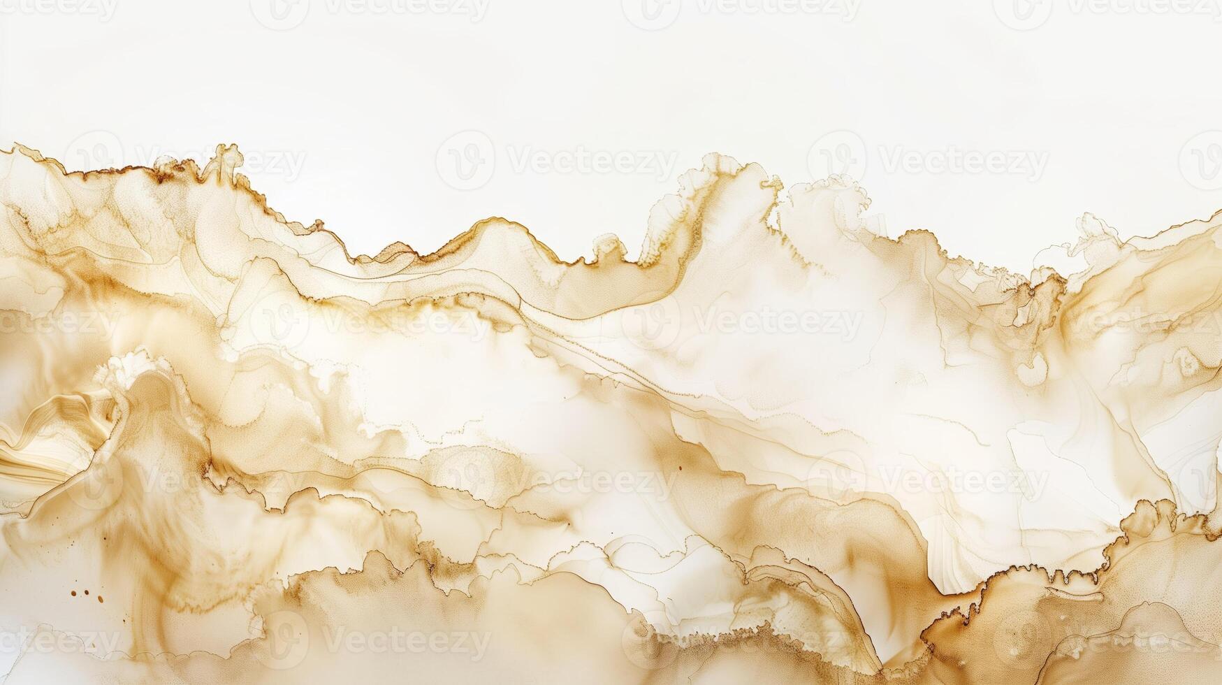 AI generated Alcoholic ink cream beige colors on a solid white background. Generated by artificial intelligence. photo