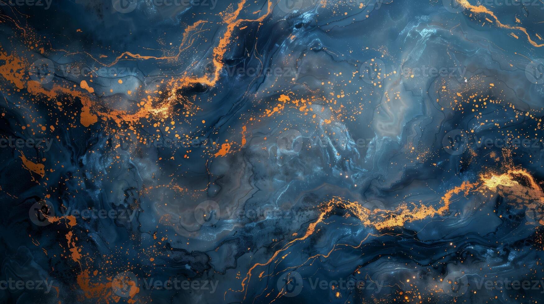 AI generated 2d a dark blue and gold marble textured. Simple background, color gradient. Generated by artificial intelligence. photo