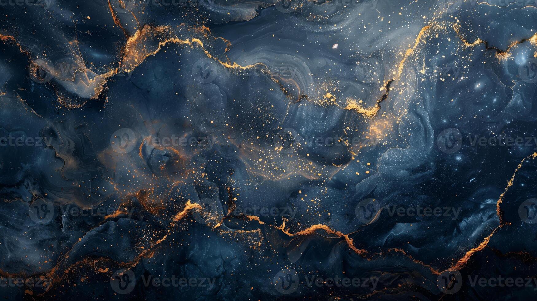 AI generated 2d a dark blue and gold marble textured. Simple background, color gradient. Generated by artificial intelligence. photo