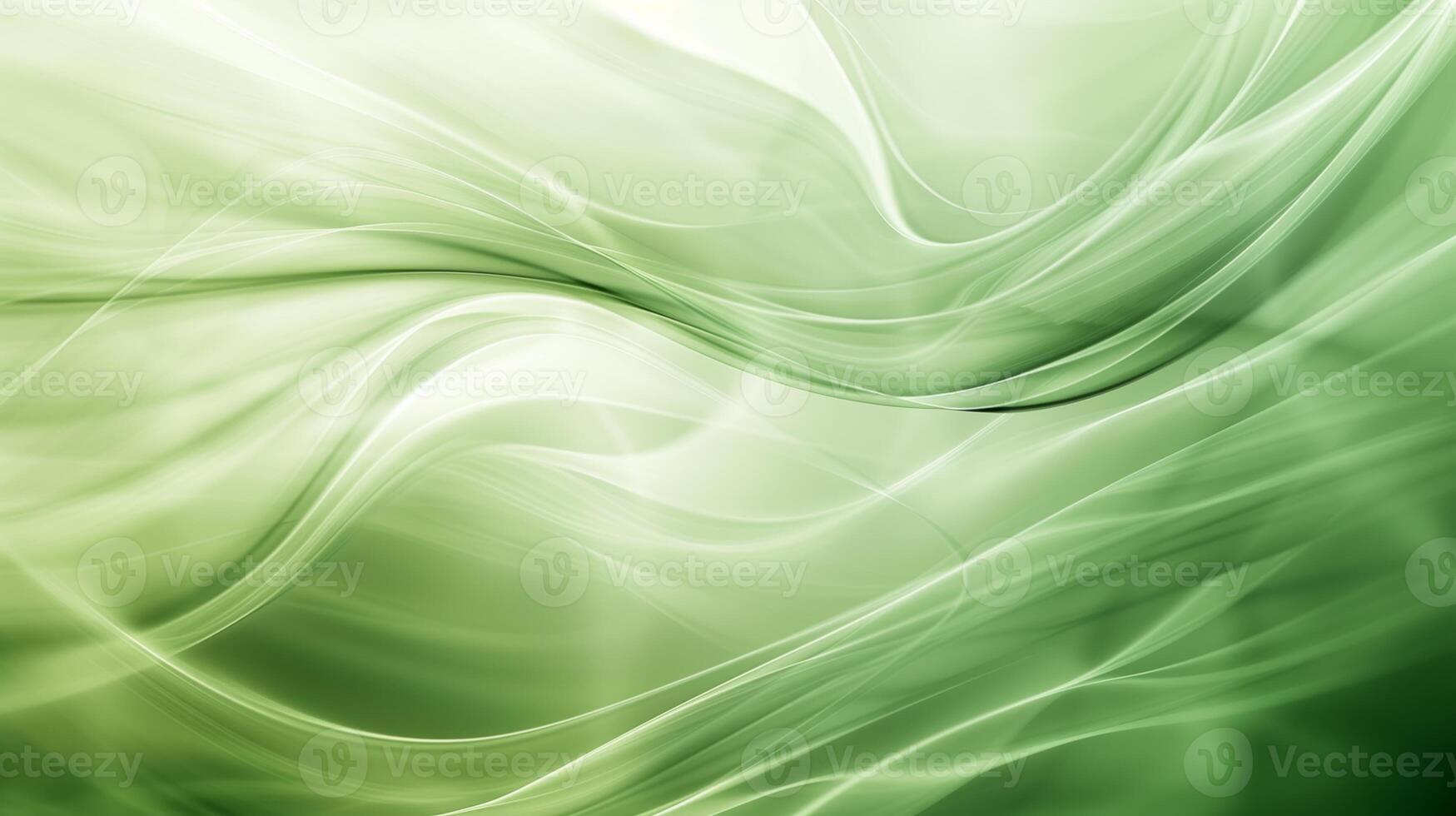 AI generated Abstract green background with blurred waves and lines. A soft gradient of light green with smooth curves. Generated by artificial intelligence. photo