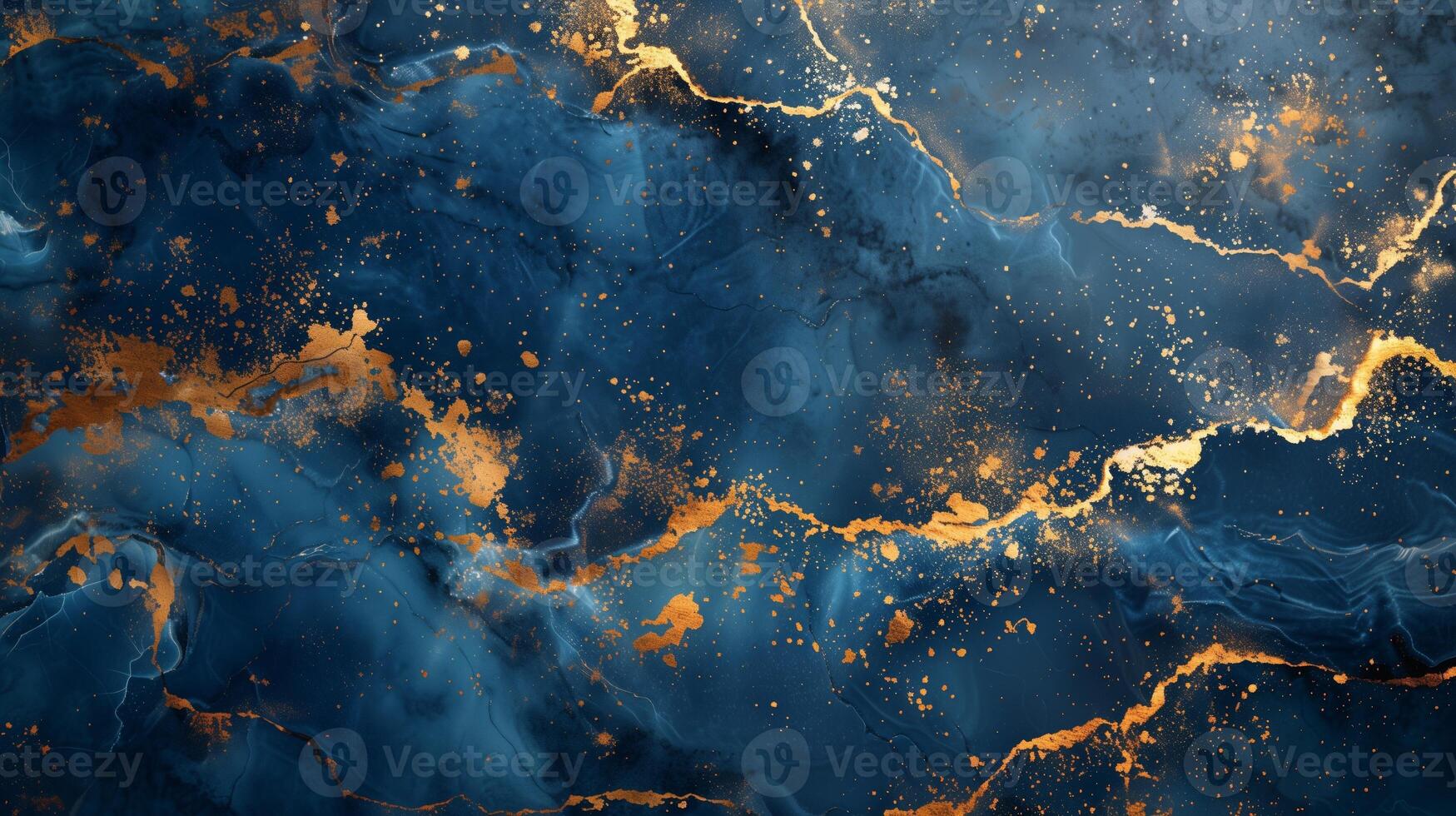 AI generated 2d a dark blue and gold marble textured. Simple background, color gradient. Generated by artificial intelligence. photo