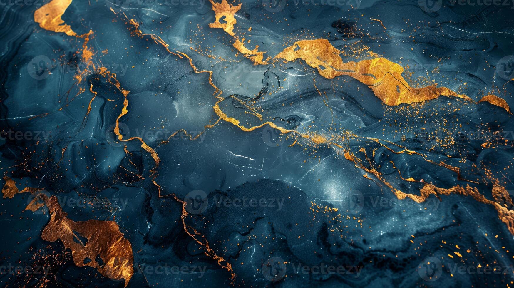 AI generated 2d a dark blue and gold marble textured. Simple background, color gradient. Generated by artificial intelligence. photo