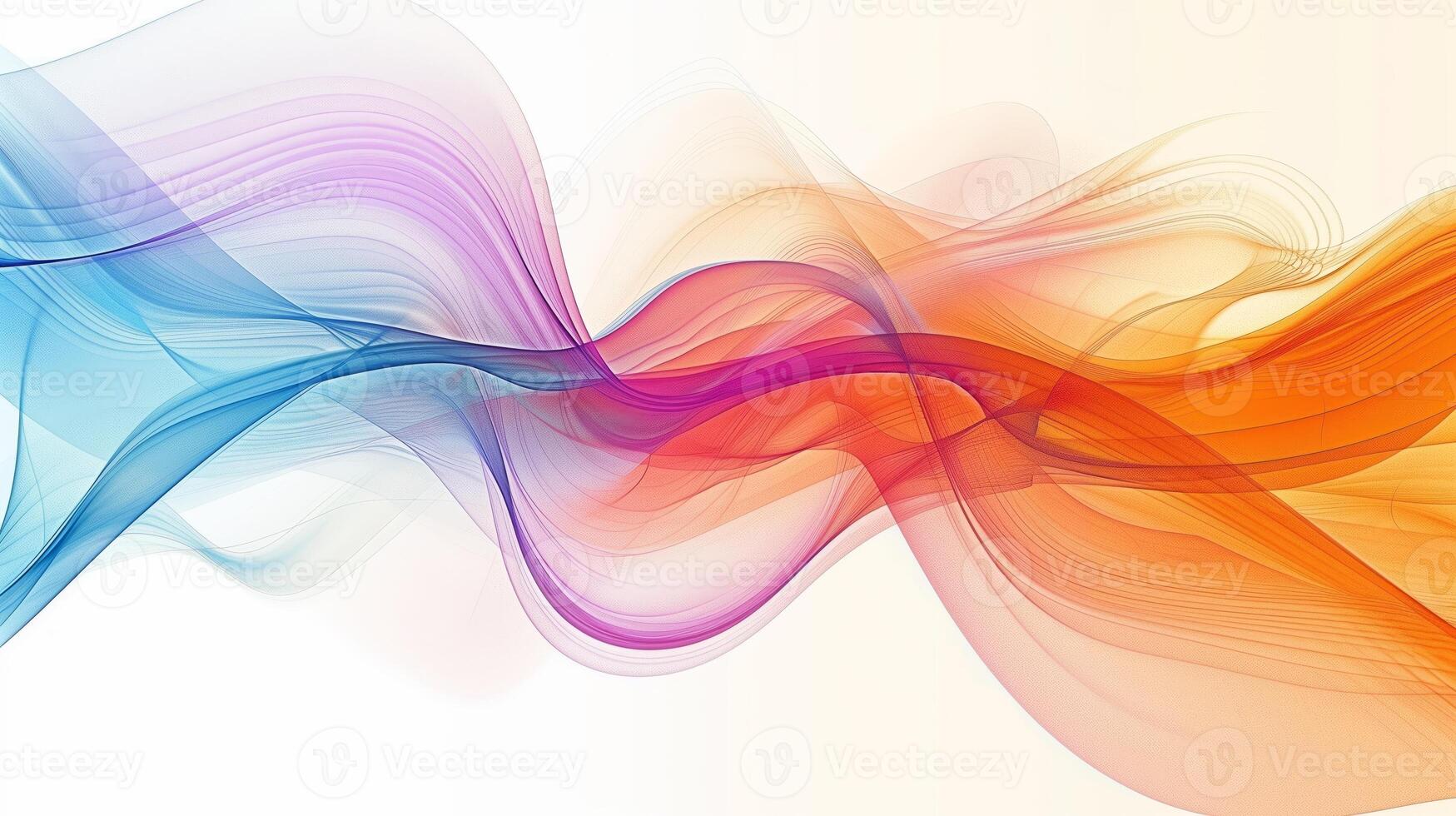 AI generated Abstract colorful blurred wavy lines on a white background.  Generated by artificial intelligence. photo