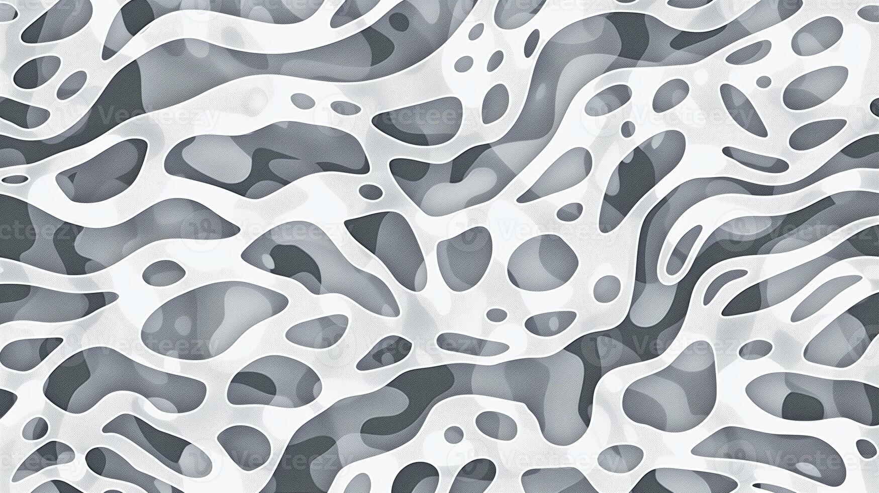 AI generated A gray and white pattern with small, organic shapes in the style of animal print. An almost wavy texture that resembles water ripples or waves. Generated by artificial intelligence. photo