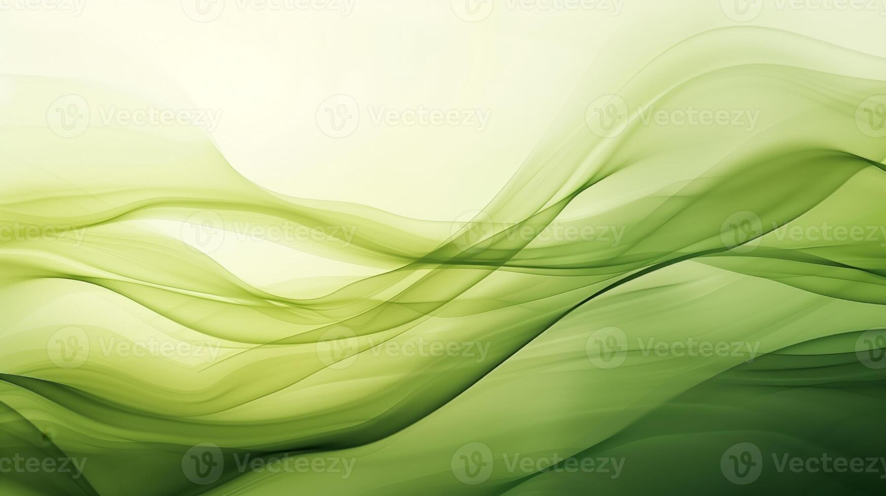 AI generated Abstract green background with blurred waves and lines. A soft gradient of light green with smooth curves. Generated by artificial intelligence. photo