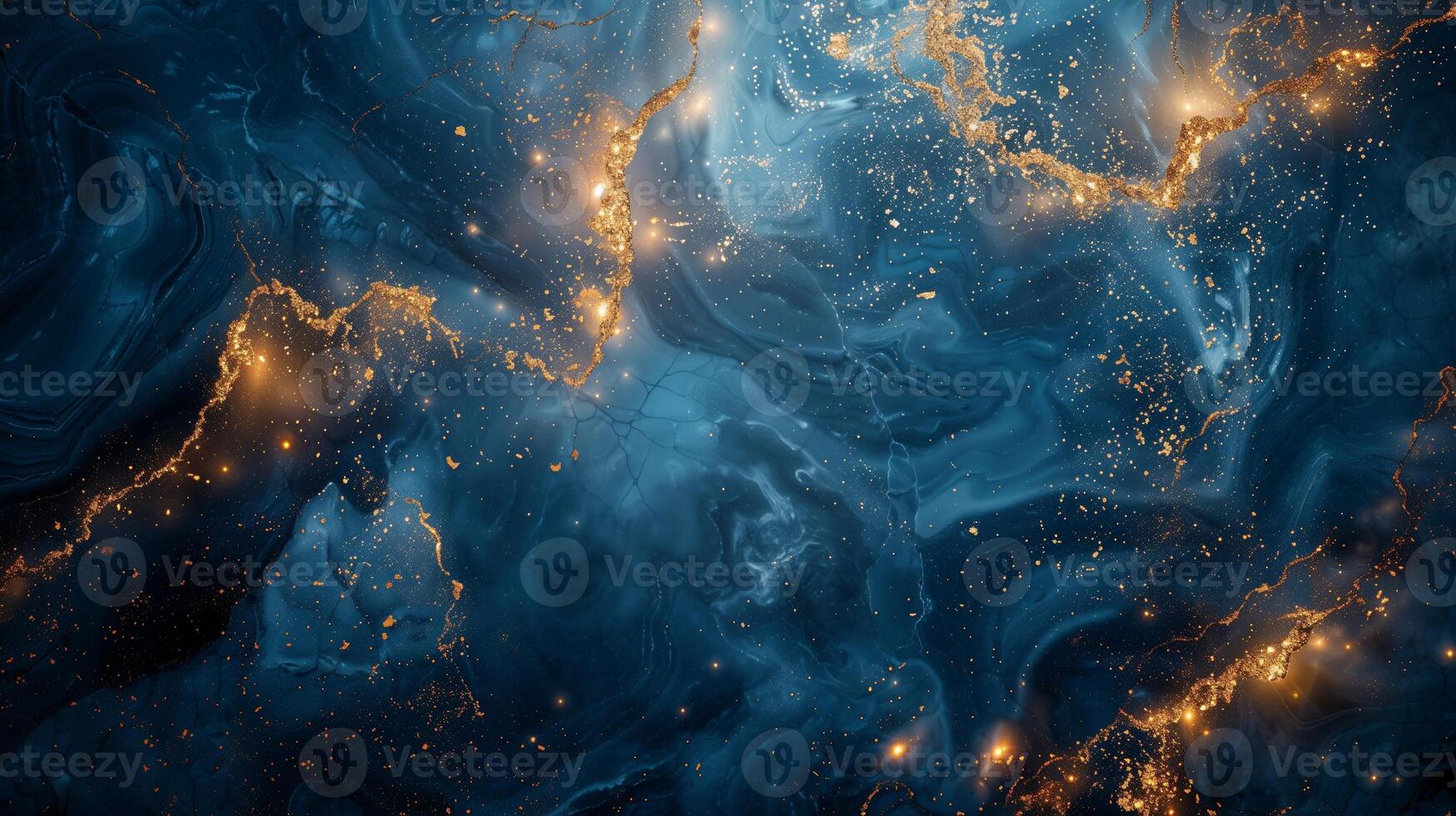 AI generated 2d a dark blue and gold marble textured. Simple background, color gradient. Generated by artificial intelligence. photo