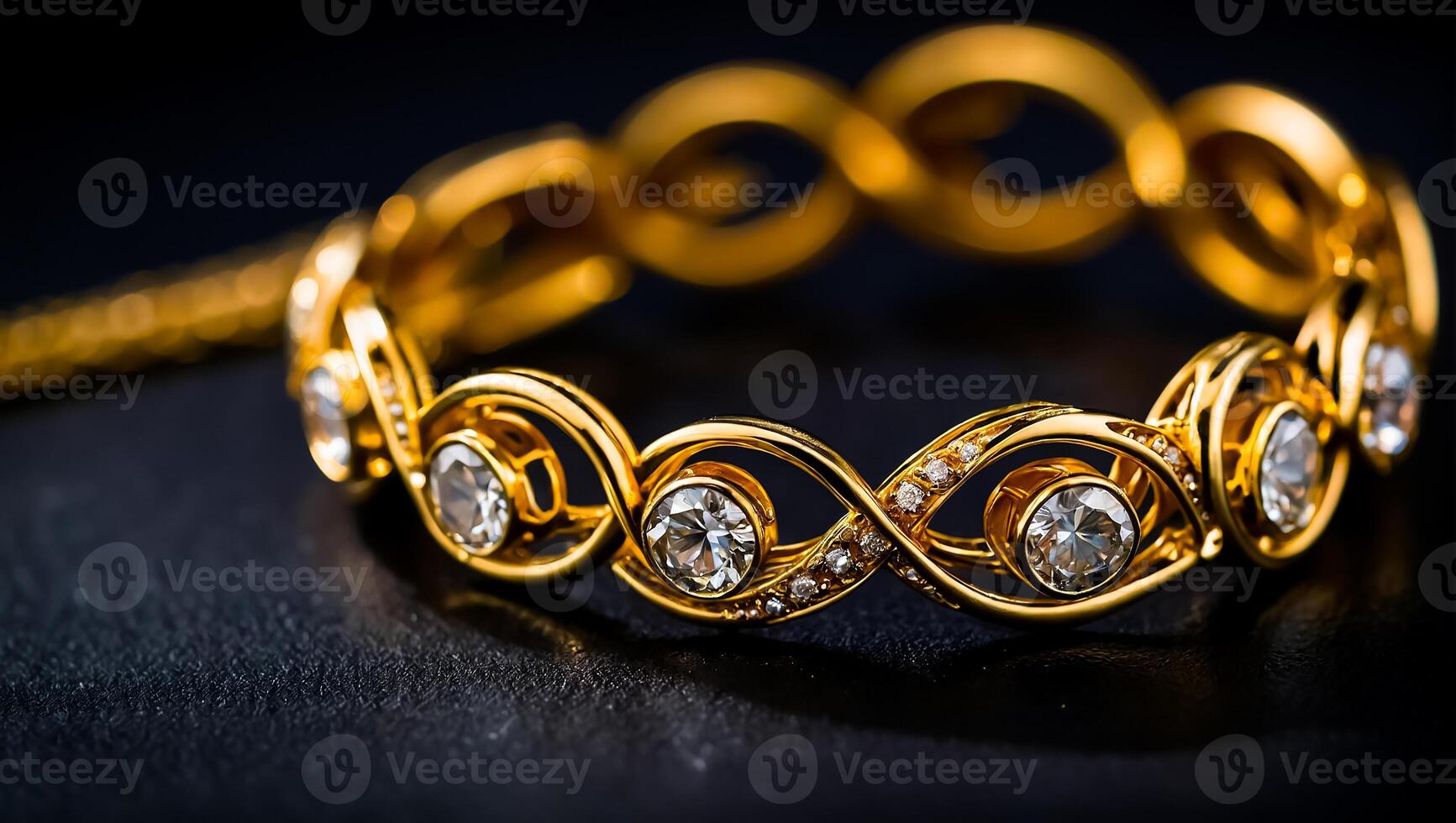 chic gold bracelet on a dark background photo