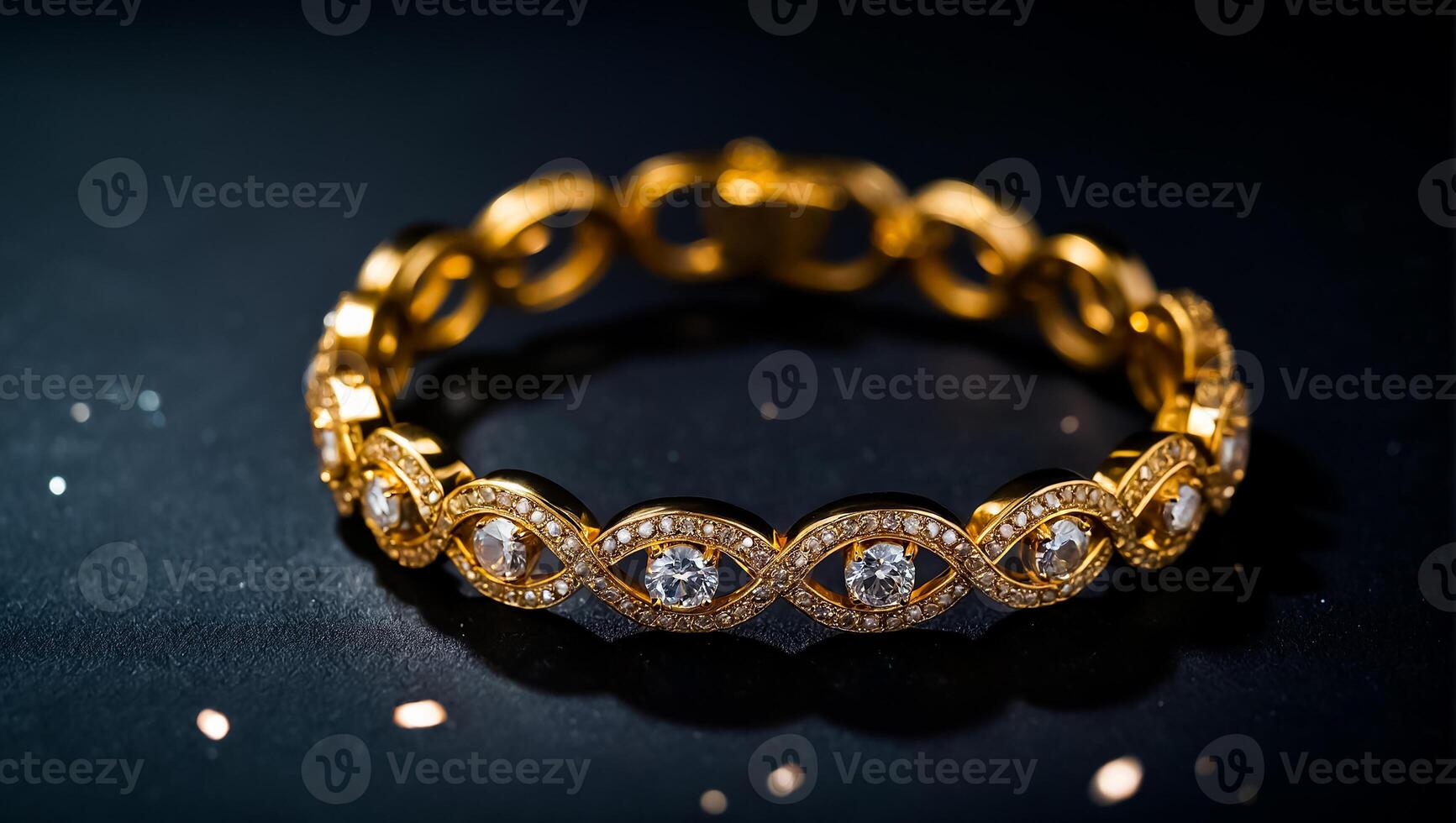 chic gold bracelet on a dark background photo