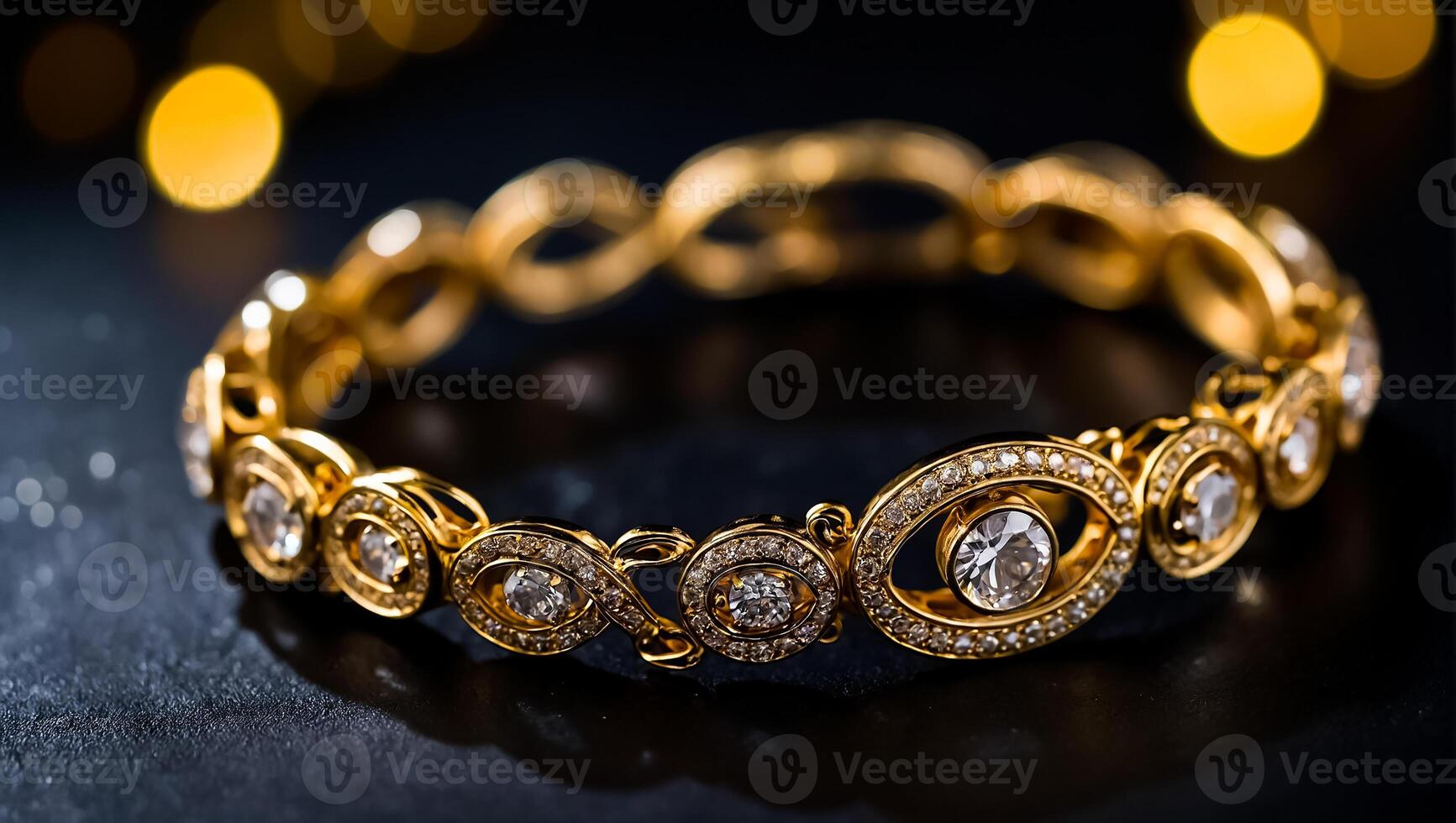 chic gold bracelet on a dark background photo