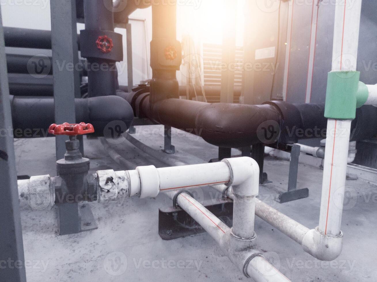 Installation pipe lines and valve control pressure in the Air Handling Unit. photo