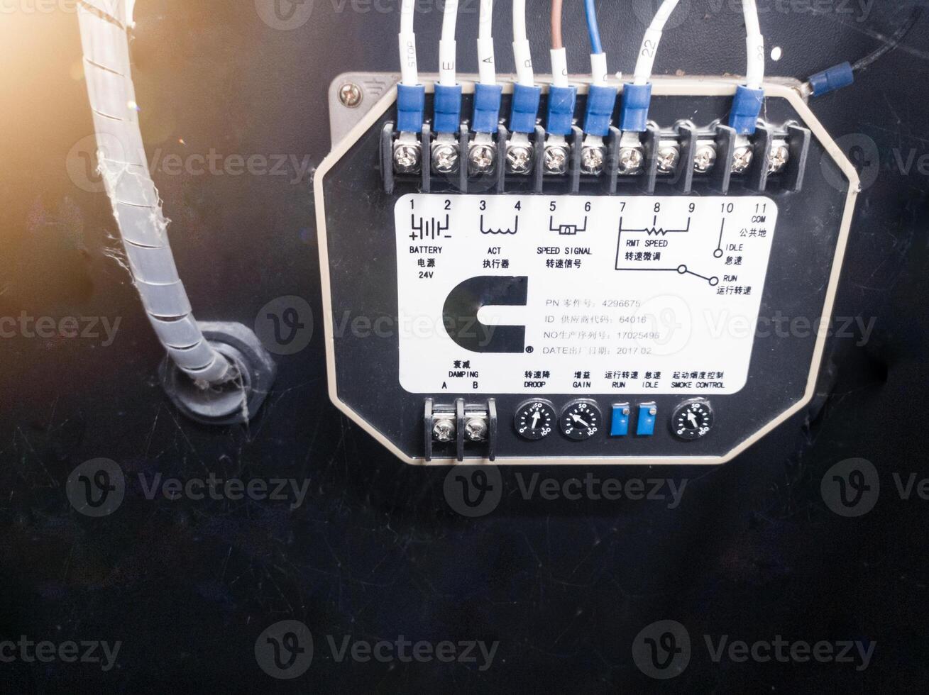 Installation terminals connection modul control display monitoring for generator power plant. photo