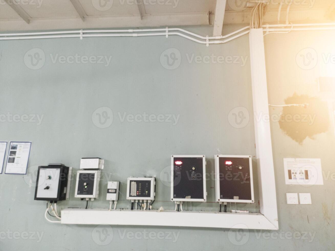 Air pressure control panel on industry, exhaust fan control panel. photo