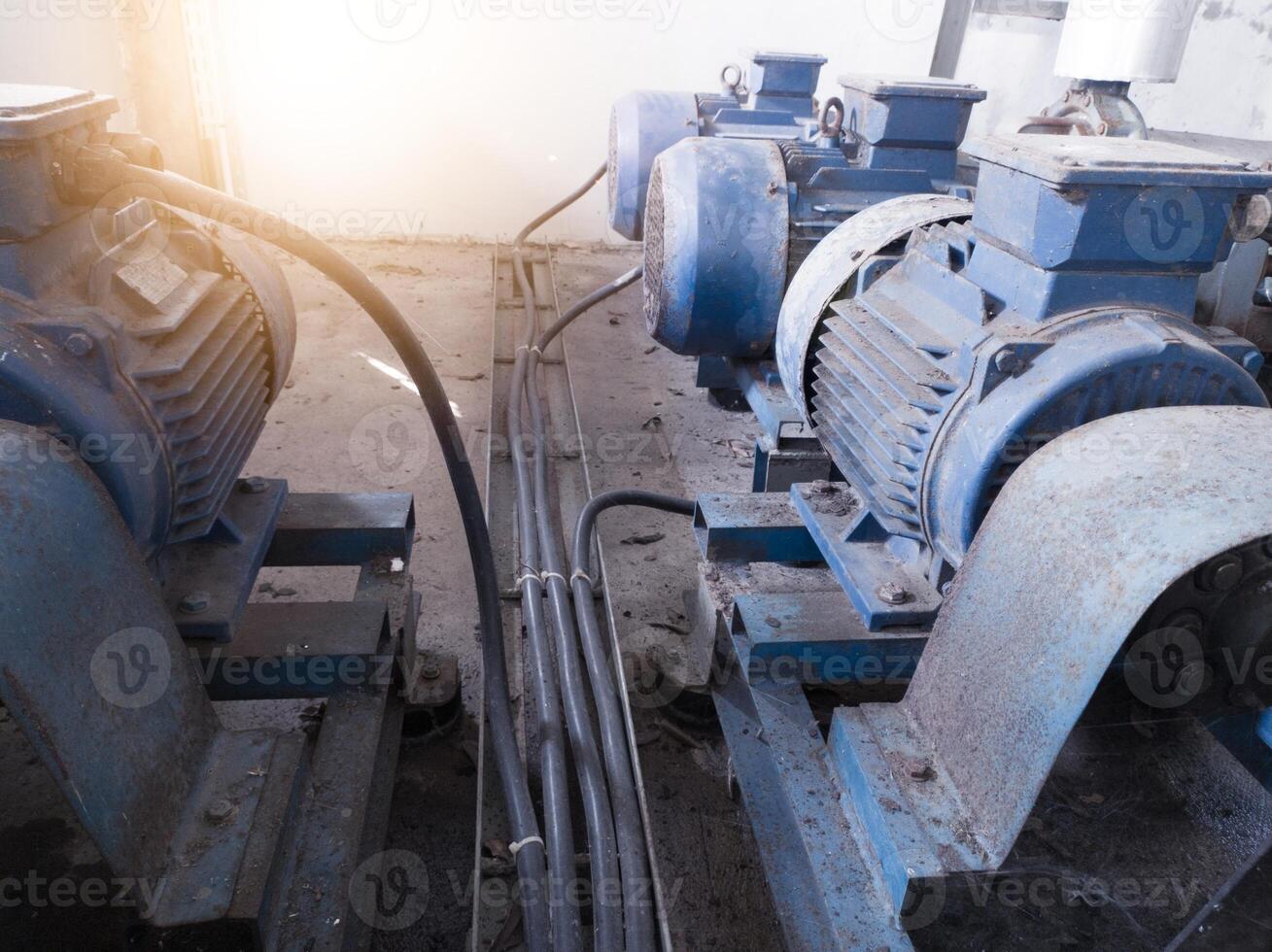 Industrial pump motor induction on water chiller system. photo