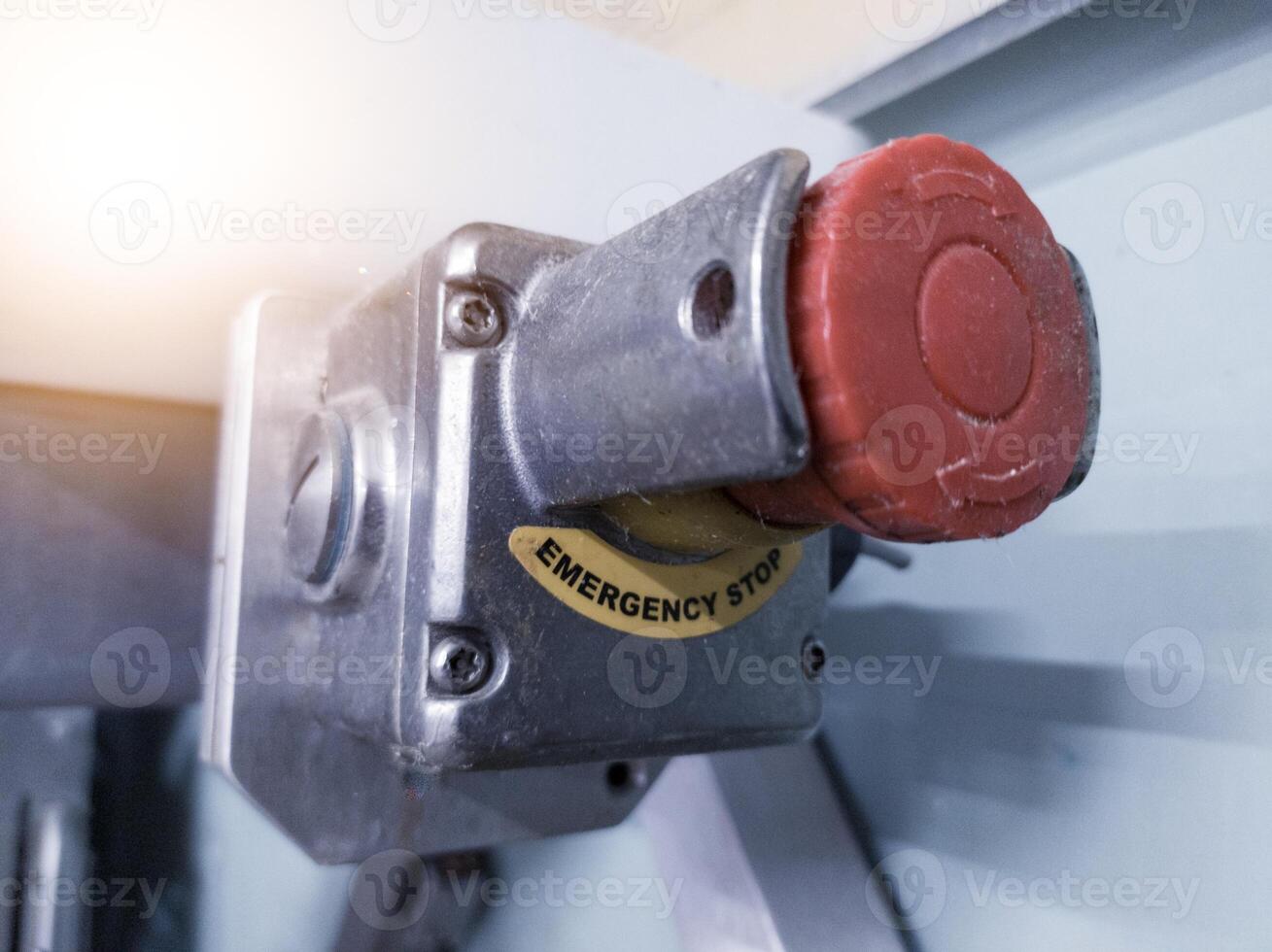 Close up the Emergency switch Push button for Safety and Protection concept. photo