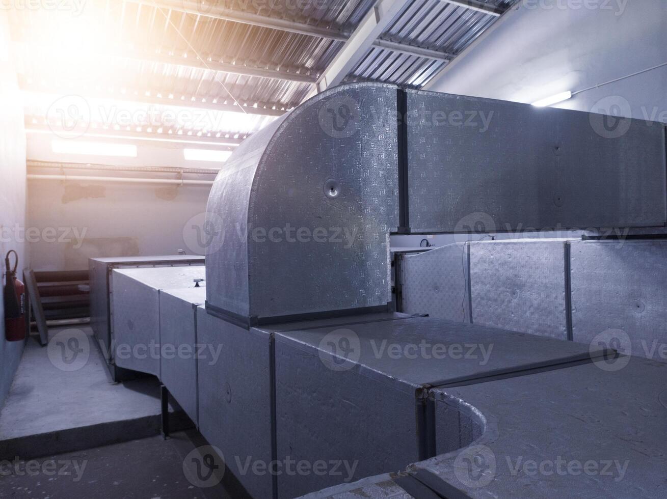 Installation Duct Air lines of Industrial ventilation Air handling unit. Recirculation system appliance in industry. photo