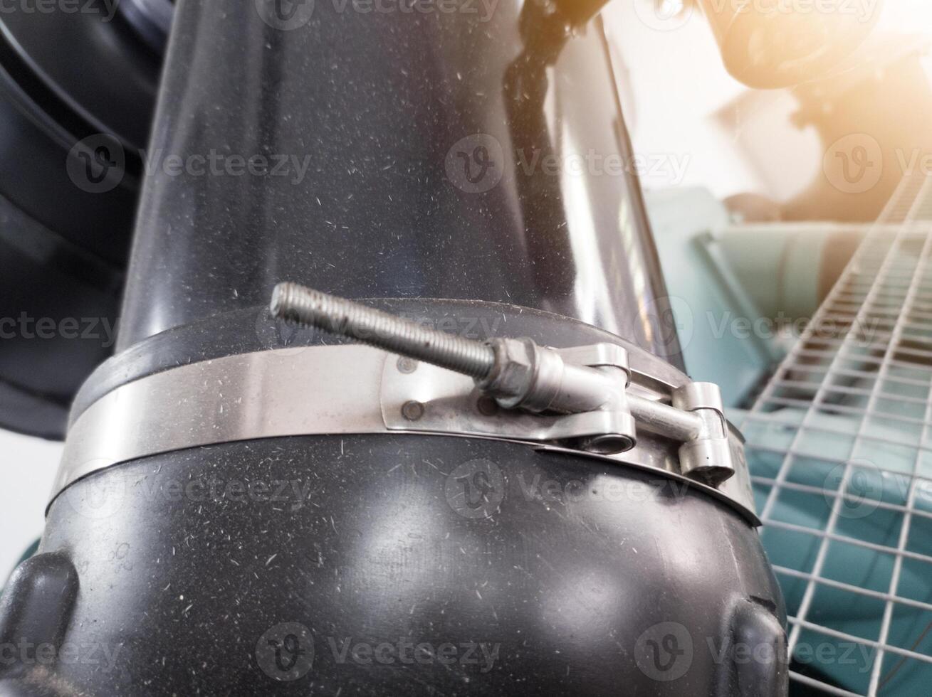 Use of Stainless steel T bolt clamps in rubber hose pipe connections. photo